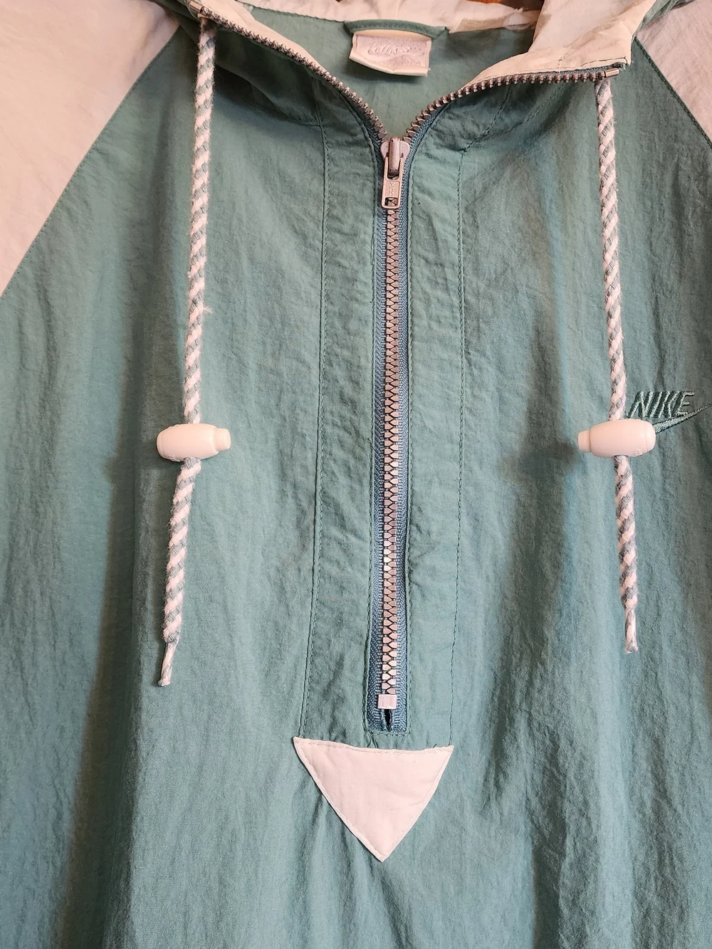 Vintage Nike Silver Tag Teal & White Colorblock 1/4 Zip